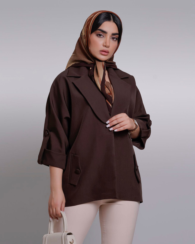 اوورکت چهاردکمه آستین کیمونو یقه اینگلیسی جنس بزیاق